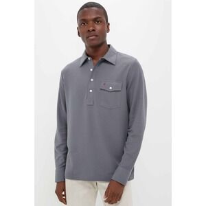 Criquet Long Sleeve Players Shirt Men XXL Gray Pima Polo Country Club Golf Sport